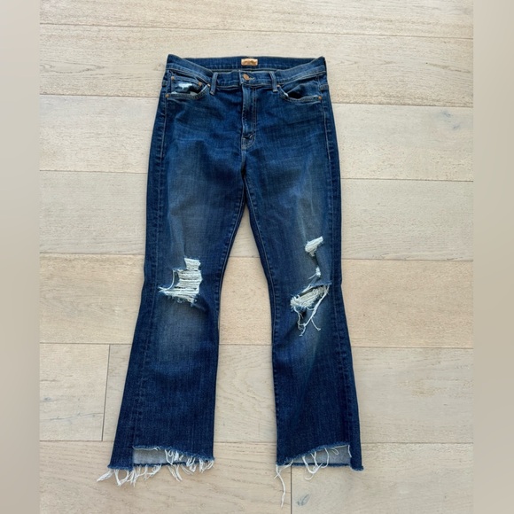 Mother Insider Crop Step Fray Distressed Jeans Wicked Wildflower 29 - Picture 2 of 11